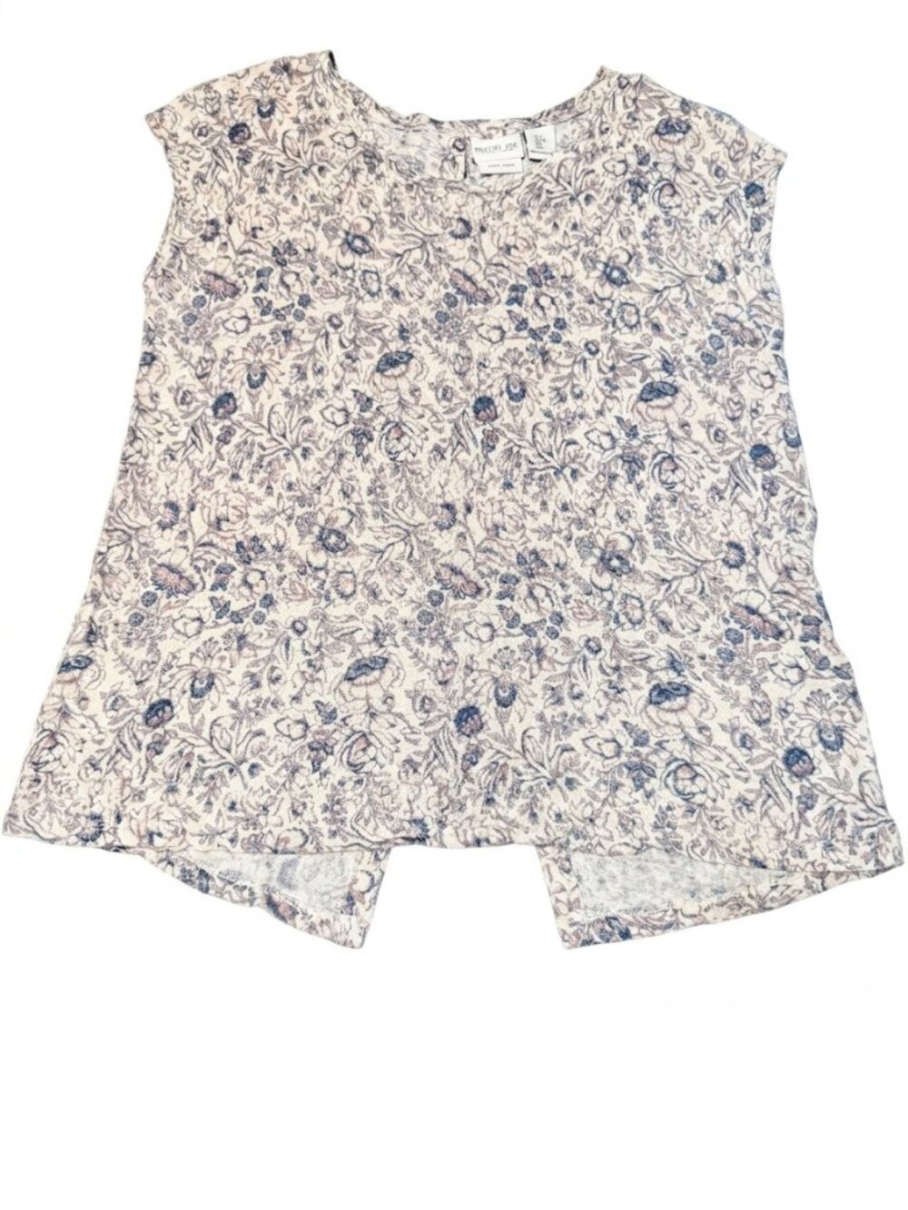Rachel Zoe 100% Linen Floral Button Back Slit Blouse Top Blue Mauve Large